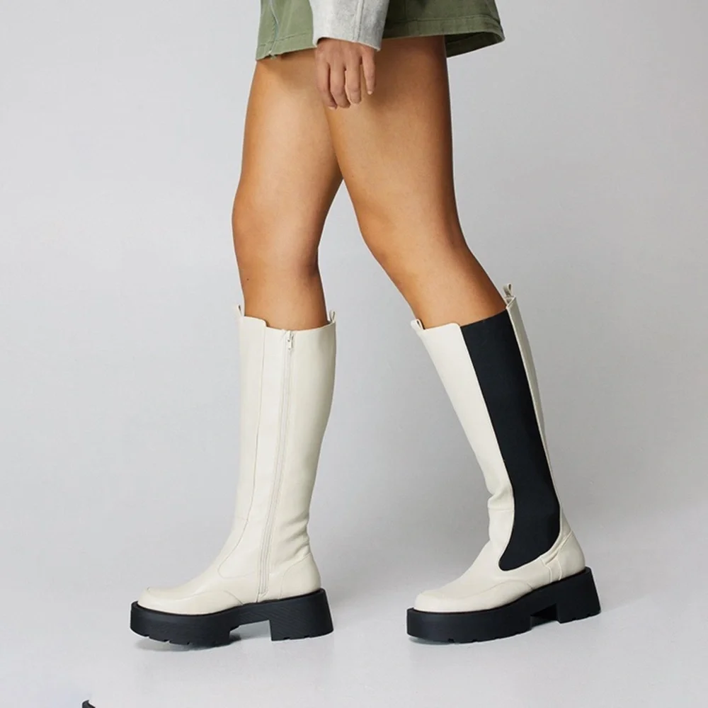 Nasty Gal Tan Platform Chunky Boots size 7